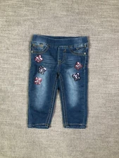 Vigoss Jeans Baby Girls 12M Months Blue Denim Jagger Skinny Embroidered Sequence