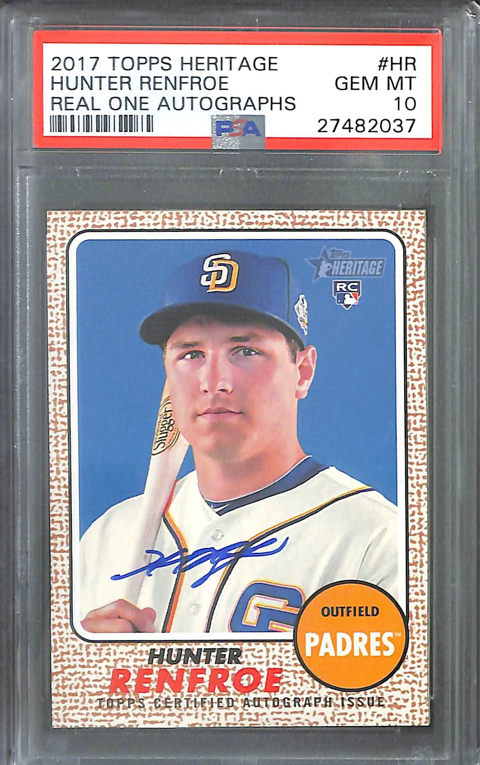 2017 Topps Heritage Real One Autograph #ROA-HR Hunter Renfroe PSA 10