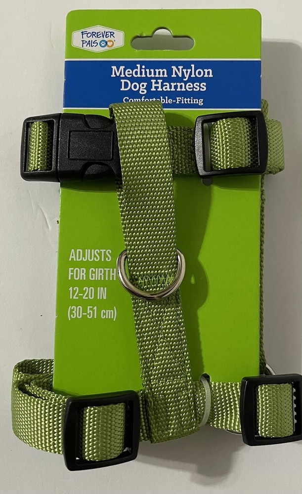 Dog Harness Adjustable Medium Dog Harness Nylon Green Adjusts For Girth 12–20”