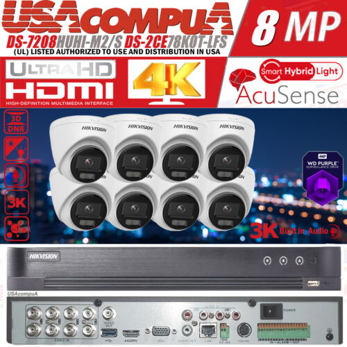 Kit de Sistema de CCTV de Seguridad para el Hogar Hikvision 8 canales 8 MP Smart IR Exterior CCTV Lote de Cámaras - Imagen 1 de 16