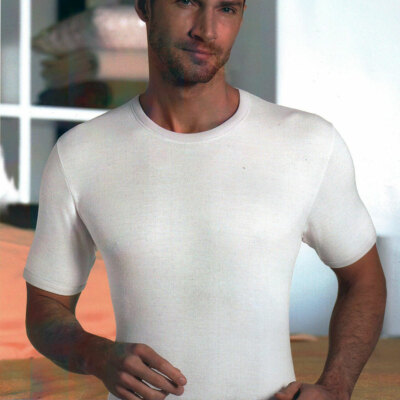 Men's T-Shirt Effepi Short Sleeve Fitted Ribbed Wool Blend Art 500