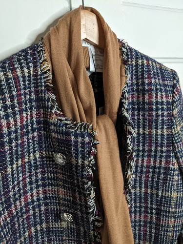 NUEVO CON ETIQUETAS BARBA VERONICA Dickey SYRA Camel Marrón Lana Merino con inserción de bufanda 4 Chaqueta - Imagen 13 de 13