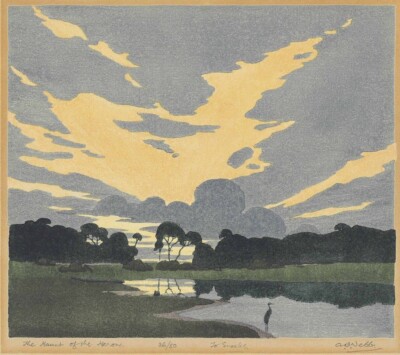 Archibald Bertram Webb : The Haunt of the Heron : Archival Art Print 1920s