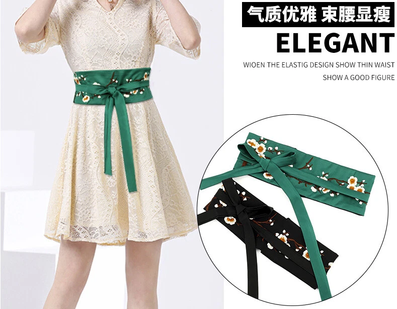 Cinto bordado feminino cinto largo decoração estilo antigo chinês cinto étnico - Imagem 3 de 4