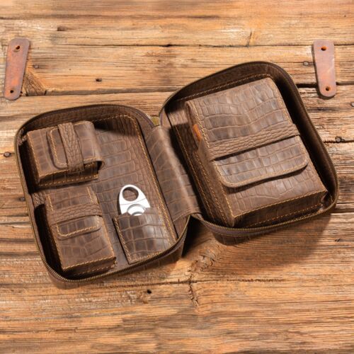 Custodia sigari pelle accessori sigari custodia da viaggio personalizzata borsa porta sigari - Foto 2 di 2