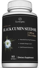 Premium Black Cumin Seed Oil Softgels 1000mg Non-GMO 90 Count