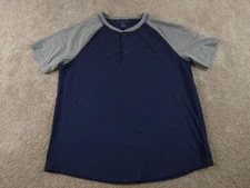 American Eagle Outfitters Shirt Men Large Blue Short Sleeve Cotton Blend