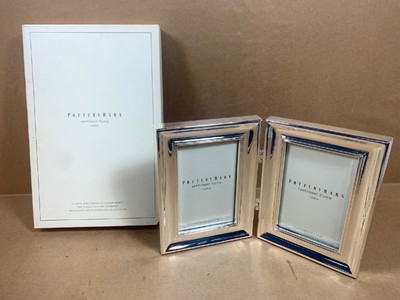 Pottery Barn Silver Sentiment Frame Two Hinged 4 X 6 Openings Ebay