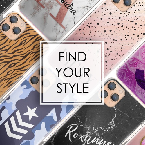 Pink Initial Phone Case For iPhone 13/12/11 Personalise Black Marble Hard Cover - Picture 5 of 13
