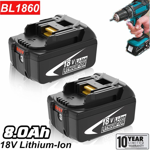 2x 8.0Ah Akku Für BL1860B + Ladegerät - 18V Ersatzakku Für Werkzeuge | 8000mAh | Li-Ion
