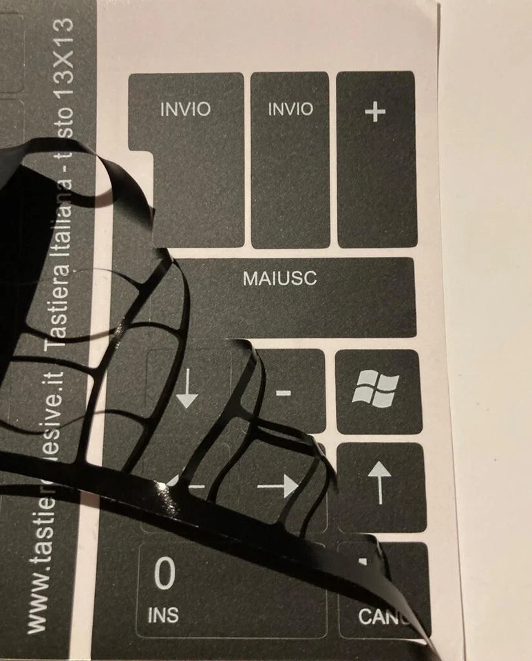Adesivi Tastiera Lingua Italiana Completa Notebook Pc (misura tasto 13x13mm) - Immagine 3 di 4
