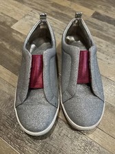 Sam Edelman Girls Silver Glitter Slip On Shoes Size 4