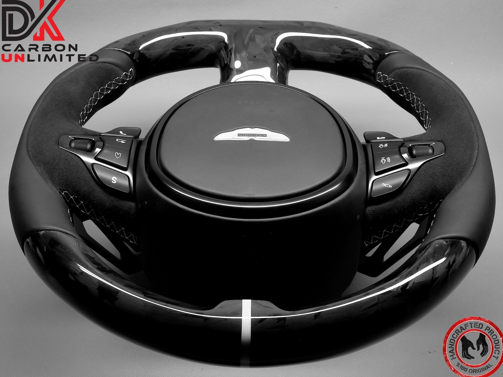 Aston Martin DB11 Vantage DBS White Ring Gloss Forged Carbon Steering Wheel v3