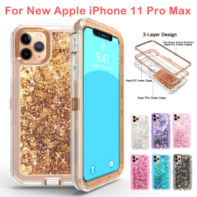 For iPhone 15 14 13 12 11 Pro Max XR 8 Shockproof Bling Glitter Phone Case Cover
