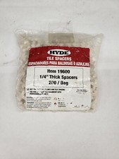 Qty/200 Hyde Tools 19600 Tile Spacer 1/4" Thick White