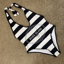 River Island Striped Halter Swimsuit US 6