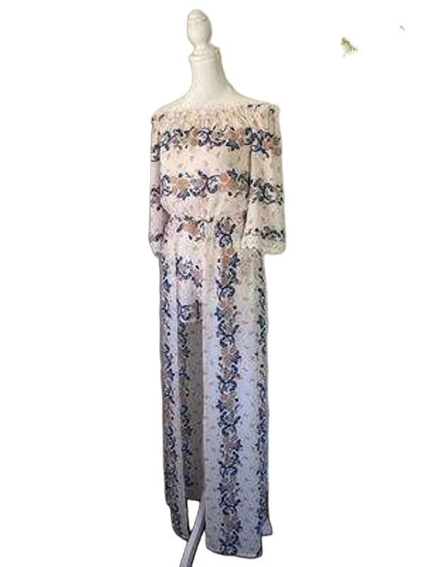 Mameluco para mujer Flying Tomate blanco azul naranja floral fuera del hombro talla XS Foto 3 de 4