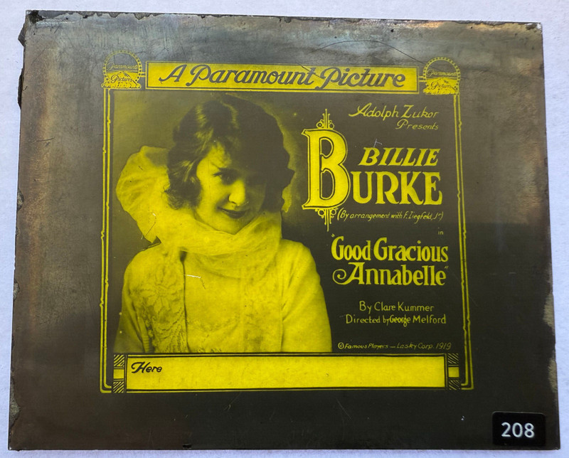 MAGIC LANTERN SLIDE MOVIE GOOD GRACIOUS ANNABELLE BILLIE BURKE PARAMOUNT 1919