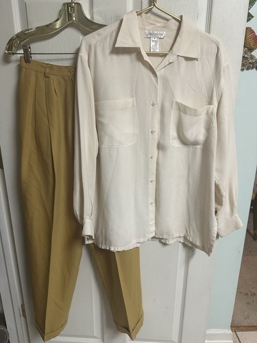 Lot Of 2 Jones New York Wool Silk Pants Yellow Beige