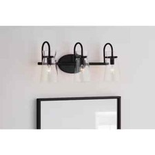 Transitional Style Clear Glass Shades 22 in 3-Light Bathroom Vanity Light