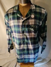Men Family Pajamas Macy's green blue white Mackenzie plaid check Top New M