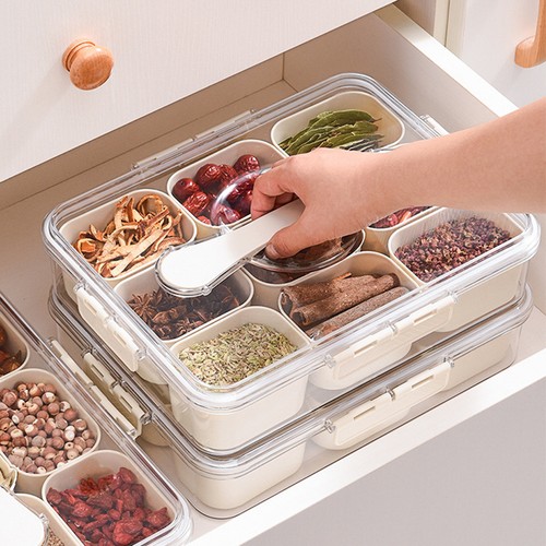 Spice Storage Box - 9 Compartments, Divided Tray with Lid, Food Grade - Picture 12 of 21