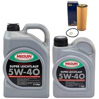 MotoröL Set 5W-40 Vollsynth Meguin 6 Liter + ÖLfilter FüR Mercedes C-Klasse CLK