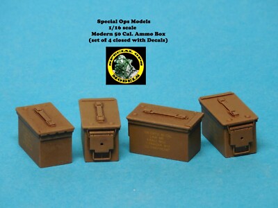1/16 scale Modern 50 cal. Ammo Box (set of 4 Closed) with Decals