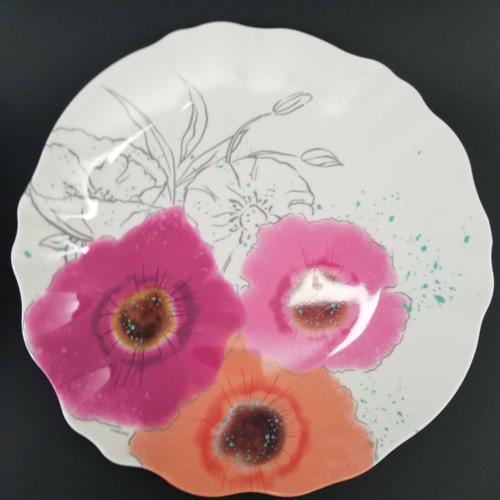 Set of 4 Zak! Sara Rose Melamine Dinner Plates 10"