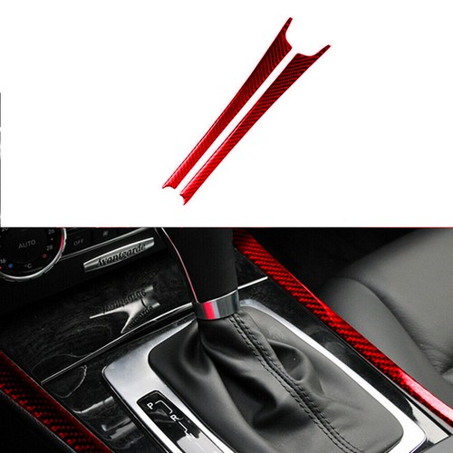 Red Carbon Fiber Gear Shift Side Decorative Trim For Mercedes Benz W204 2007-10 - Picture 3 of 15
