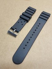 Vintage Speidel 20mm Black Rubber/PVC Divers Watch Band W/Stainless Buckle