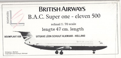 Bouwplaat Léon Schuyl , A30 - British Airways B.A.C. Super One -eleven 500 ,1:70