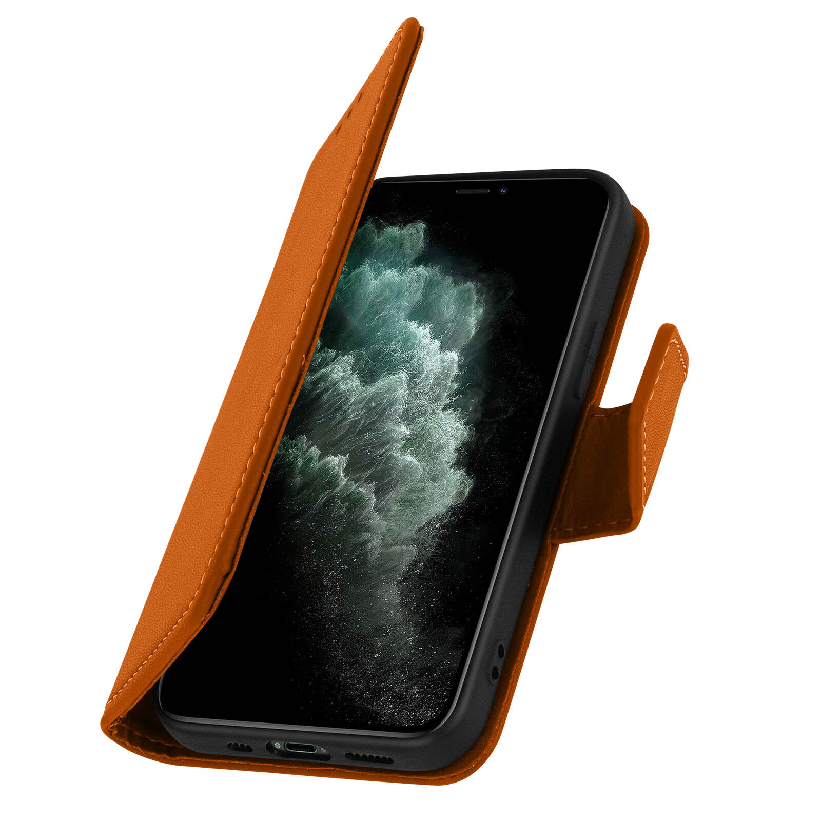 Premium Leather Case for iPhone 11 Pro Card-holder Video Stand Feature