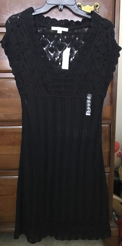 Old Navy Black Crochet Dress Lined Medium | eBay