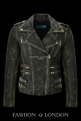 CATWALK Damen Echt Leder Jacke schwarz rost beige Rockstar Biker Style 7113