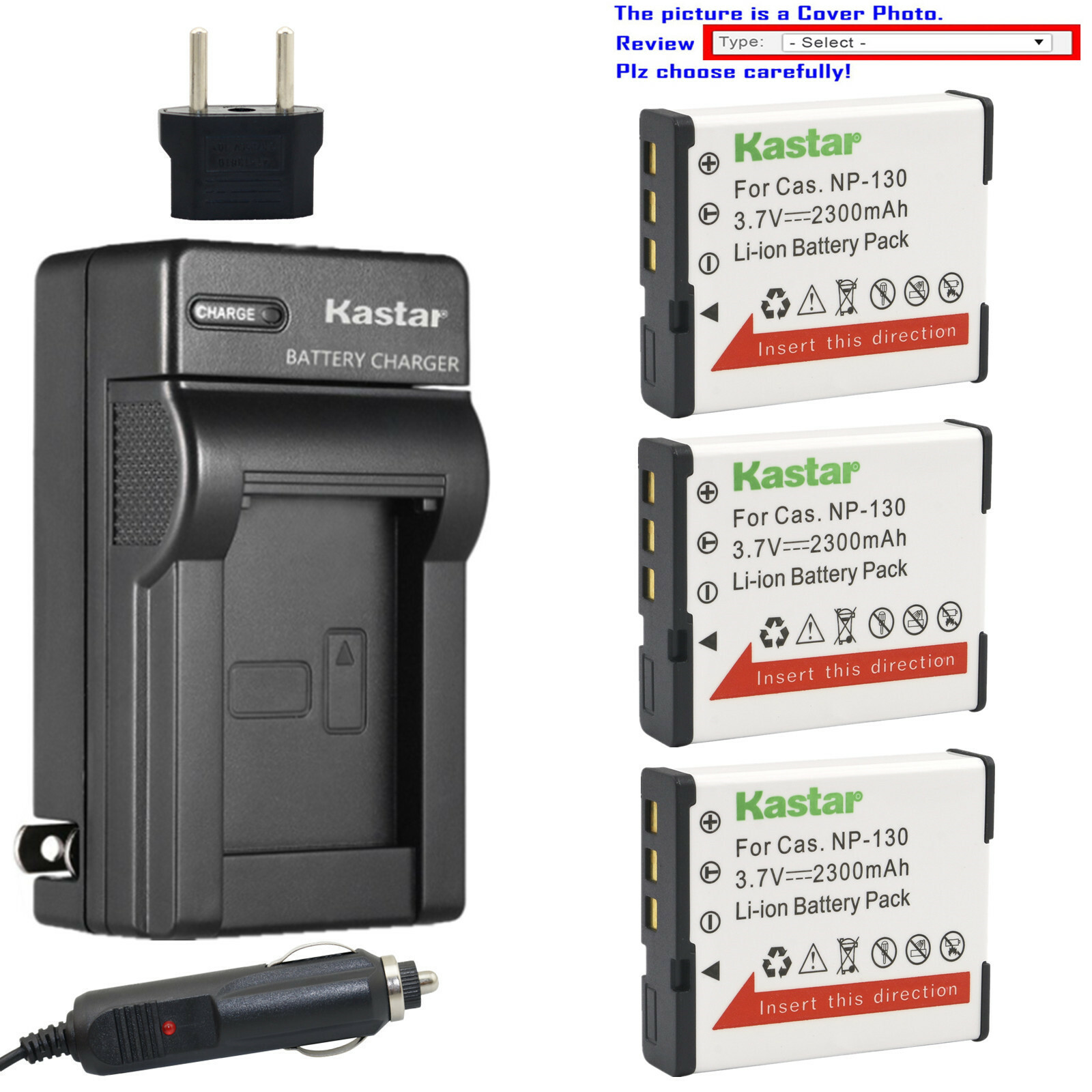 Kastar Battery AC Travel Charger for NP130 Casio Exilim EXZR5100 TRYX