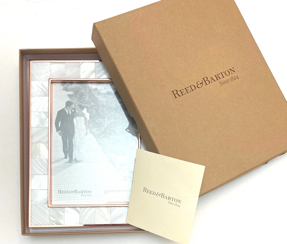 MARCO DE FOTOS LENOX REED & BARTON ORO ROSA MADREPERLA 5"x 7" 869709 nuevo en caja Foto 2 de 4