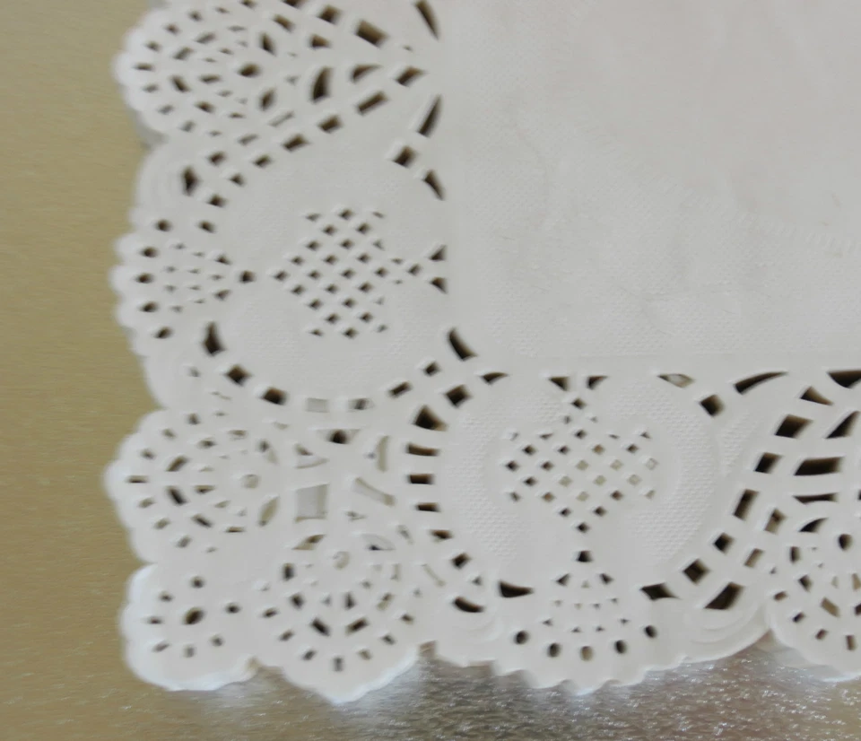 Rectangle Paper Lace Doilies  Ivory white Wedding Craft Scrapbook Cake 8 sizes - image 2 of 4