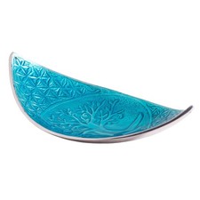 Schiffchenhalter Yggdrasil Lebensblume Aluminium türkis 28x14cm Räuchergefäß
