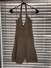 NWT Zara Short Godet Dress in the color Light Khaki, Fit And Flare Mini Dress M