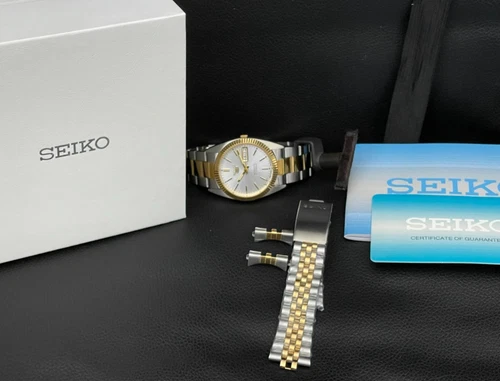 RARE Vintage Two Tone Seiko 5 President SNXJ90 Automatic Watch 36mm