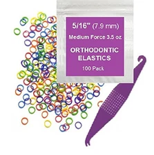 Orthodontic Rubber Bands for Braces - Premium Quality 100 Pack, Neon - Medium 