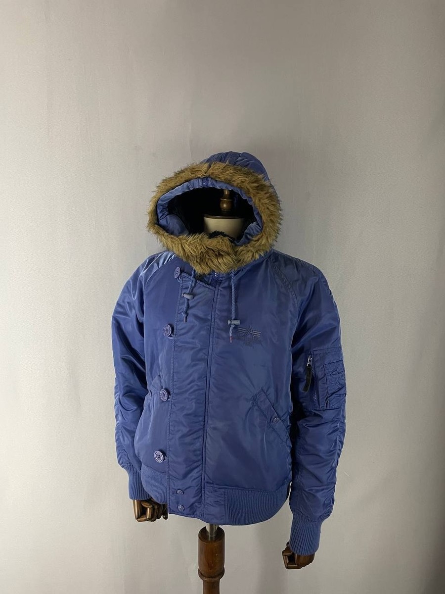 Alpha Industries N-2B Mens Parka Flight Jacket Size L Blue Long