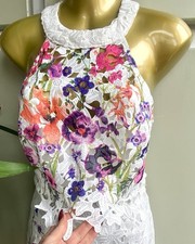 Gorgeous LIPSY Floral Laser Cut Dress With Overlay Sz 10