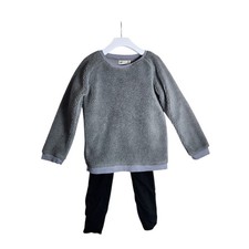 Monica Andy Kids Sherpa Fleece Top and Leggings Set Grey Black Size 10
