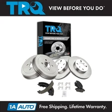 TRQ Front Ceramic Disc Brake Pads & Rotors w/ Rear Shoes & Drums for Scion xA xB