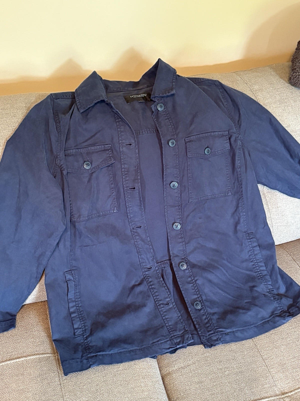 Women's Liverpool Los Angeles Peplum Hem Shacket - Royal Navy Sz 1X Jacket