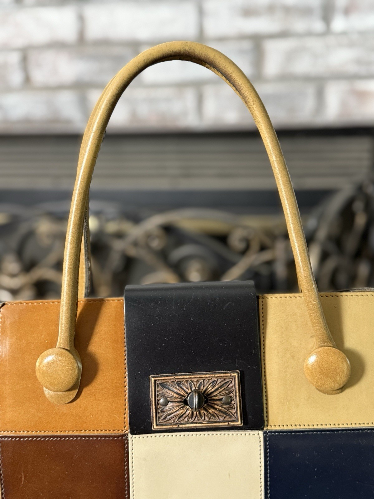 Manier leather Patchwork handbag - image 3