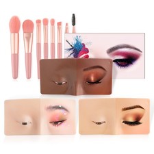 Makeup Practice Face Board, 3Pcs Realistic Silicone Eye Make up Mannequins Bo...