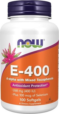 NOW FOODS Vitamin E-400 Antioxidant Protection + Selenium 100 Softgels 03/2028